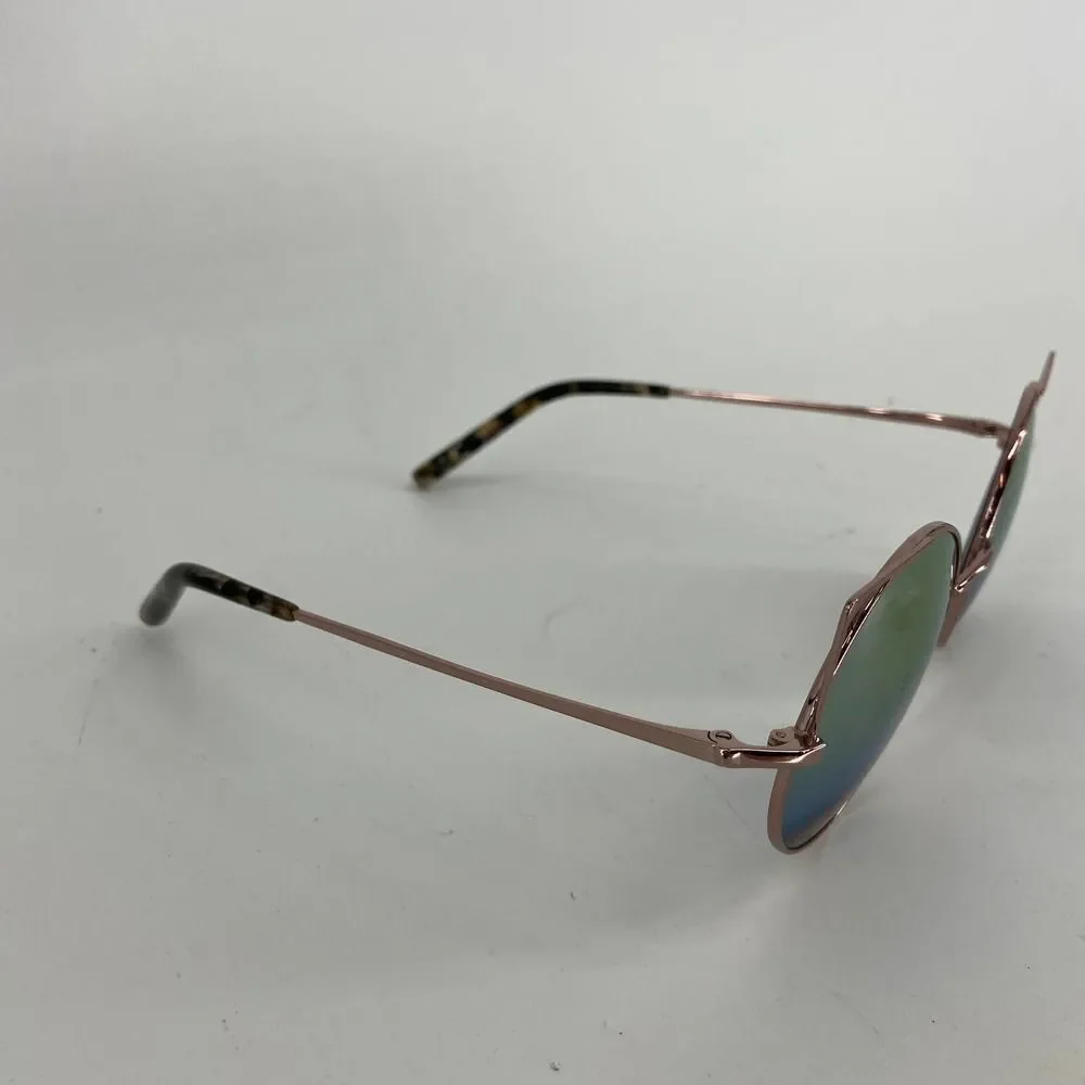 Matthew Williamson Round Mirrored Winged Cat Eye Rose Gold Tone Sunglasses